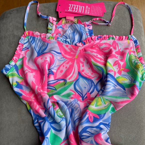 Lilly Pulitzer Ruffled Dusk Top Havana Cocktail XS - Picture 2 of 9